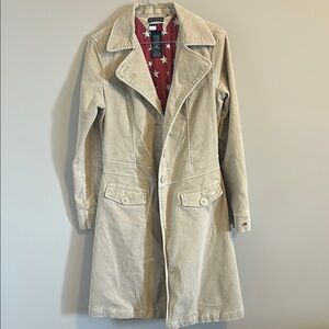 Tommy Hilfiger Khaki Trench Coat with Red Star Lining